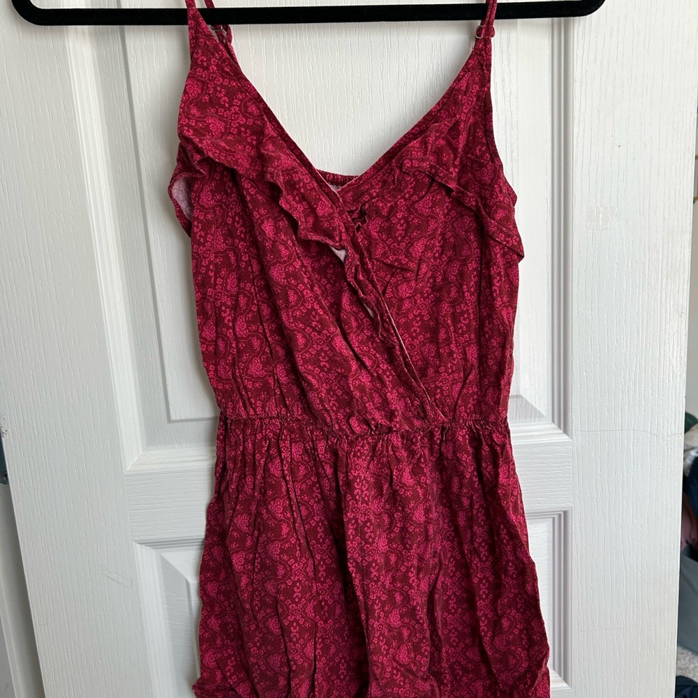 Hollister Red Floral Jumpsuit